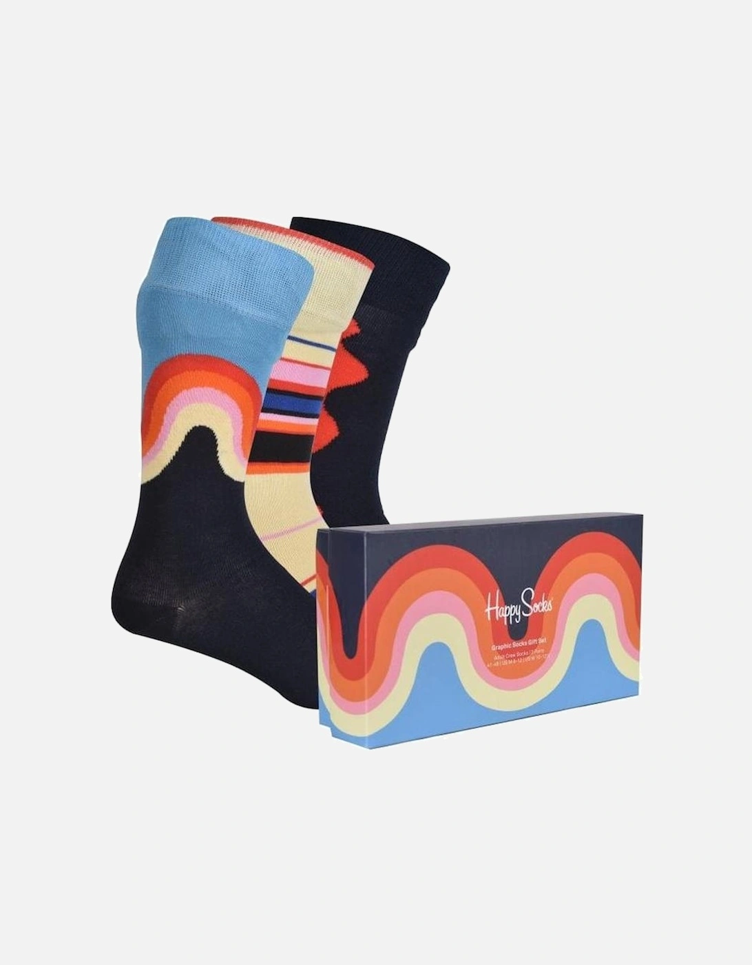 3-Pack Graphic Socks Gift Box, Navy/yellow, 8 of 7