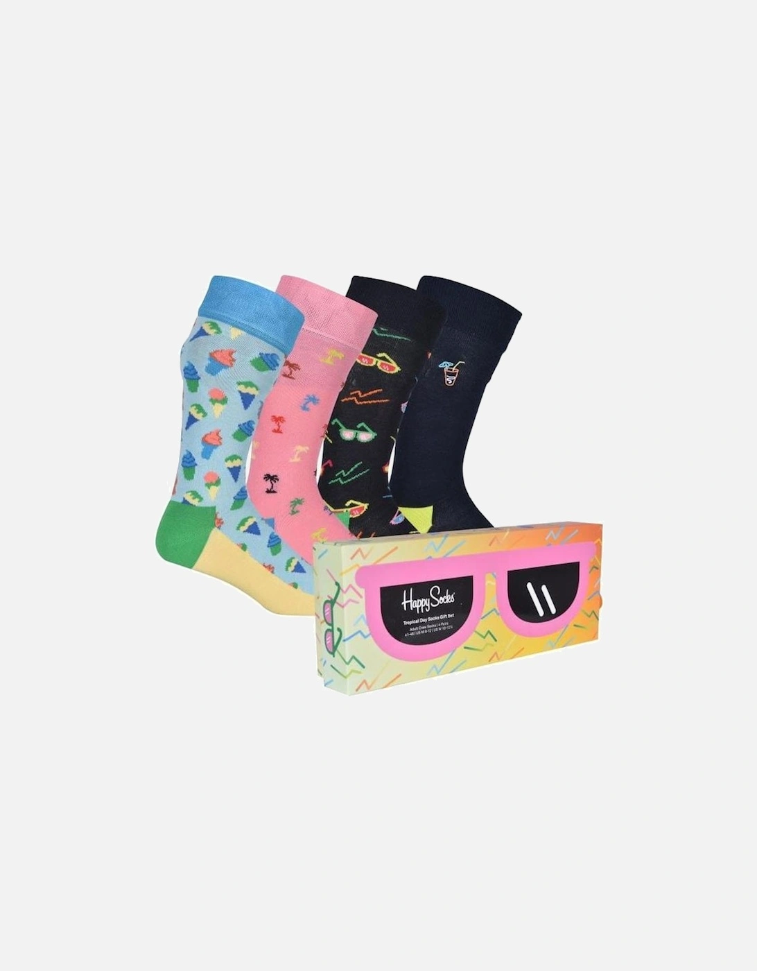 4-Pack Tropical Day Socks Gift Box, Navy/blue/pink, 9 of 8