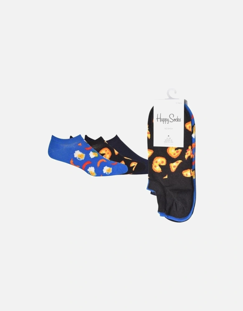 3-Pack Junk Food Trainer Socks, Black/blue