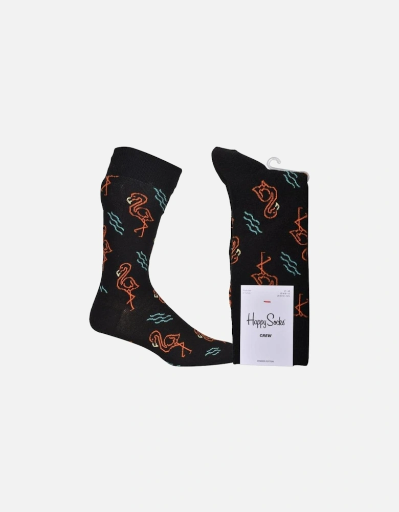 Glowing Flamingo Socks, Black