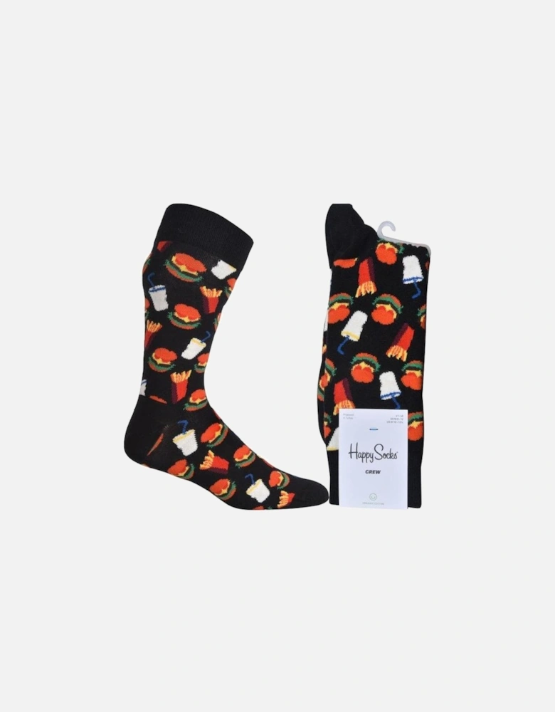 Hamburger & Fries Socks, Black/multi