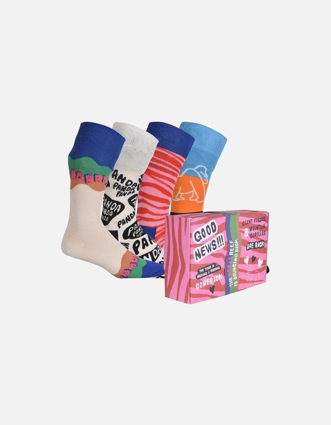 4-Pack WWF Socks Gift Box, White/Pink/Black/multi, 9 of 8