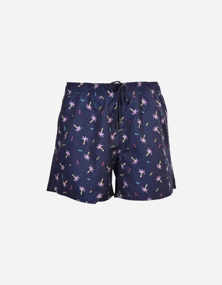 Confetti Palm Swim Shorts, Navy/pink
