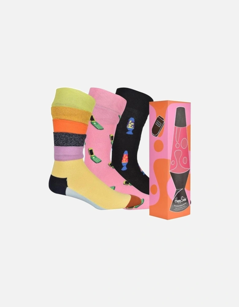 3-Pack Throwback Socks, Pink/Black/multi