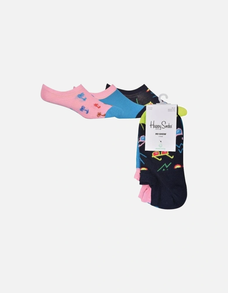 3-Pack Sunny Day No-Show Trainer Socks, Pink/Blue/Navy