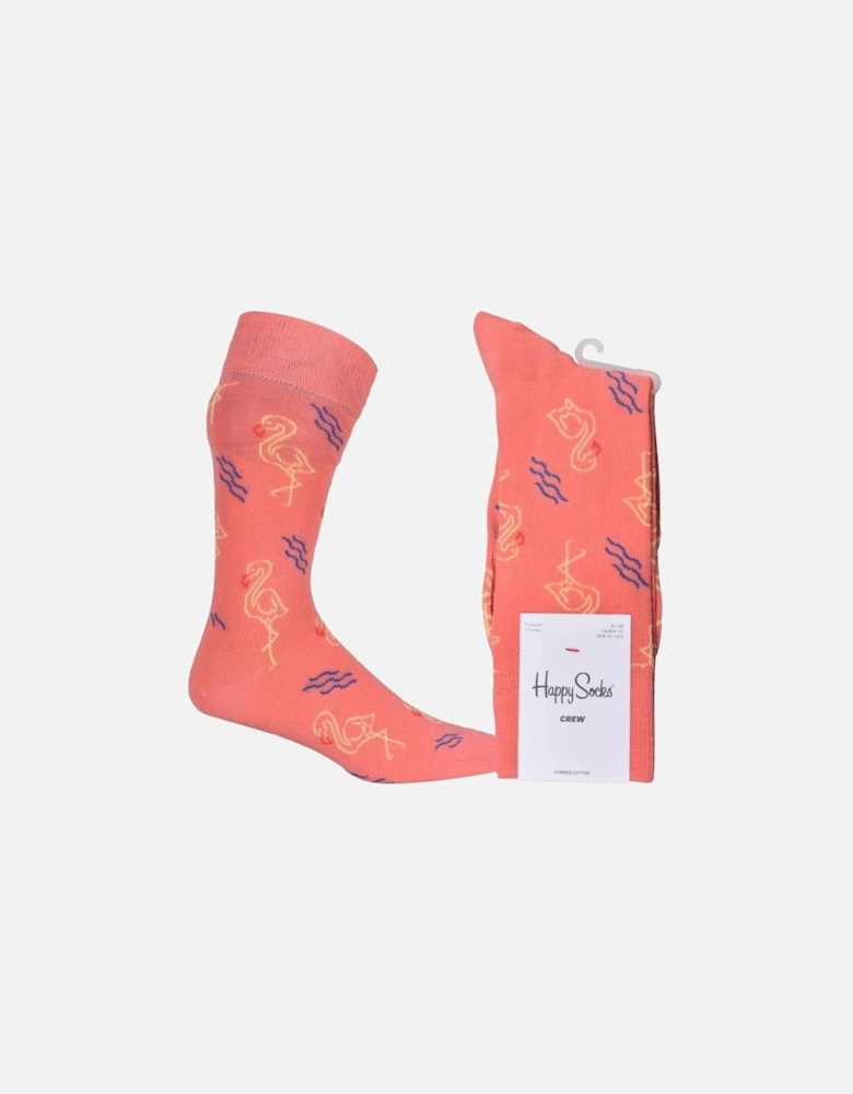 Glowing Flamingo Socks, Salmon Pink