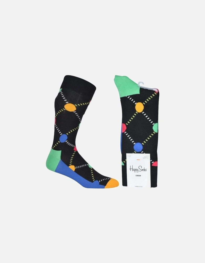 Argyle Dot Socks, Black/multi