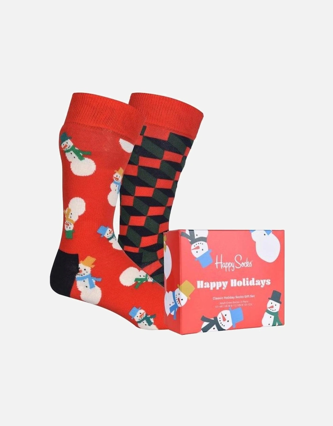 2-Pack Snowman Socks Gift Box, Red, 7 of 6