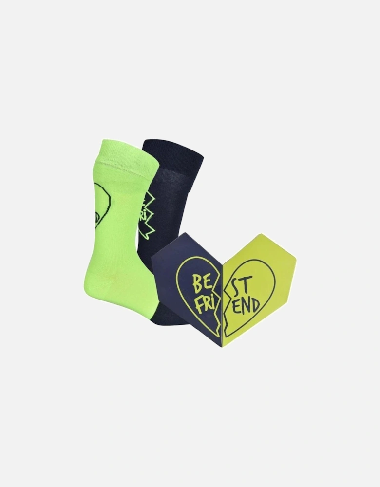 2-Pack Bestie Socks Gift Box, Navy/Green