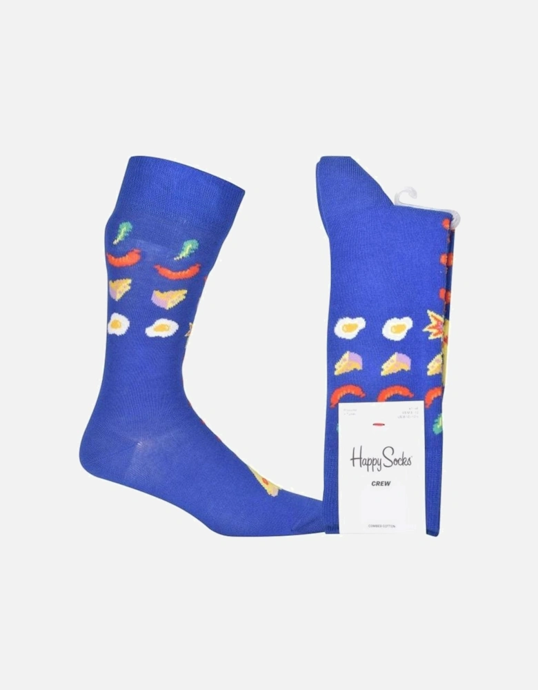Pizza Invaders Socks, Blue