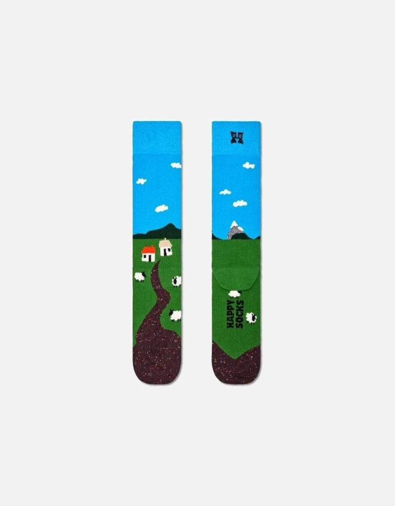 Little House On The Moorland Socks, Blue/Green