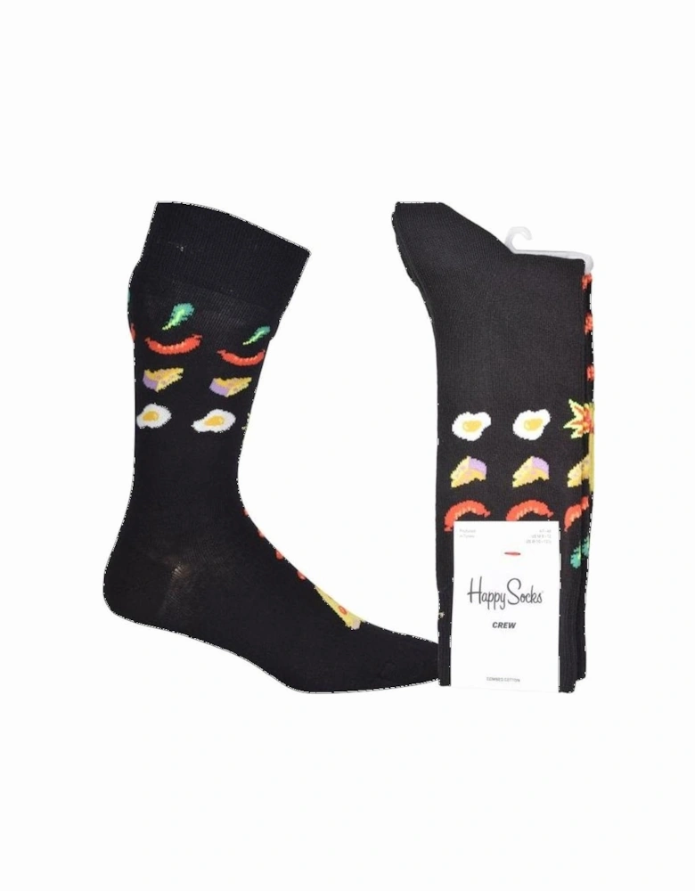 Pizza Invaders Socks, Black