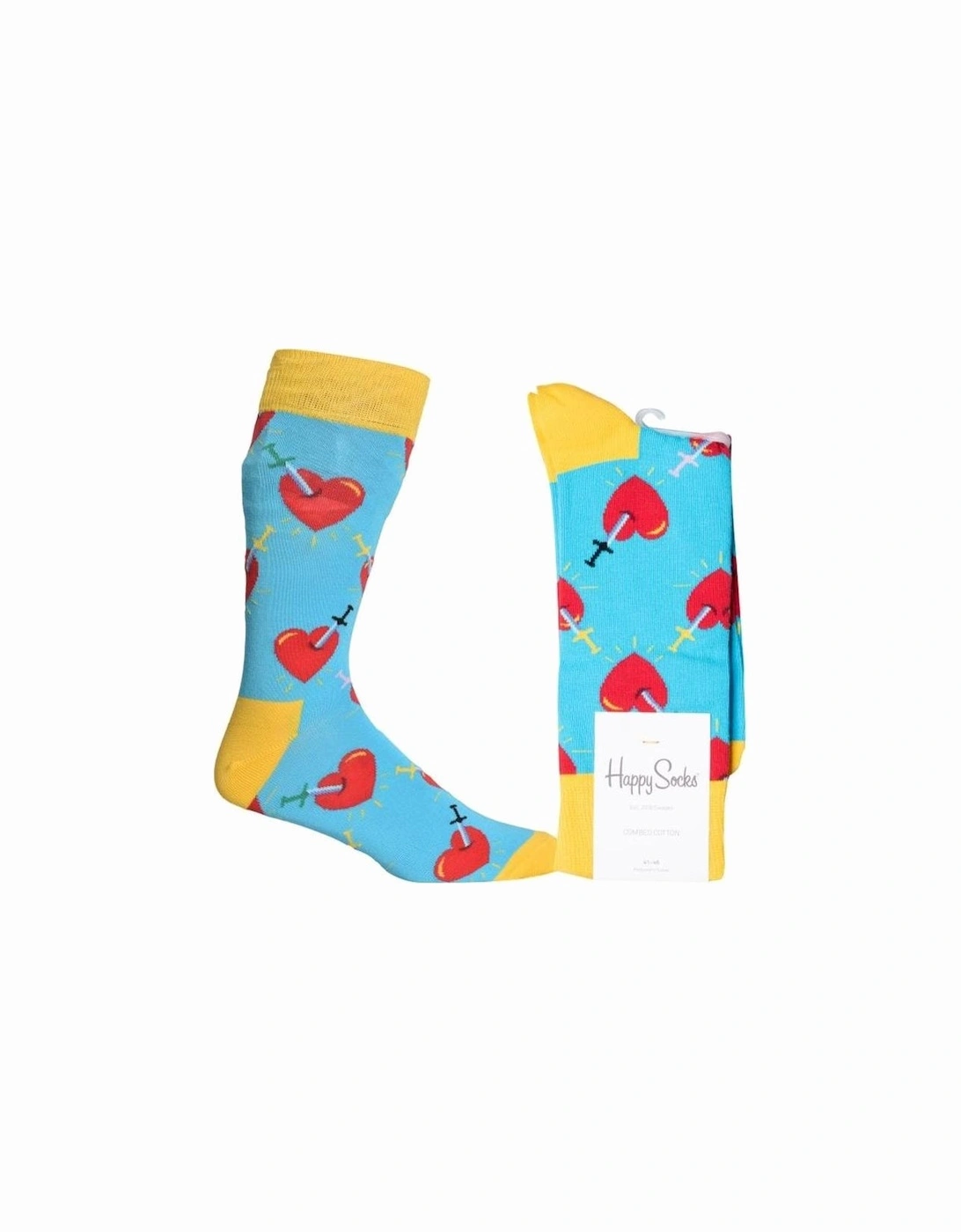 Broken Heart Socks, Blue/yellow/red, 4 of 3