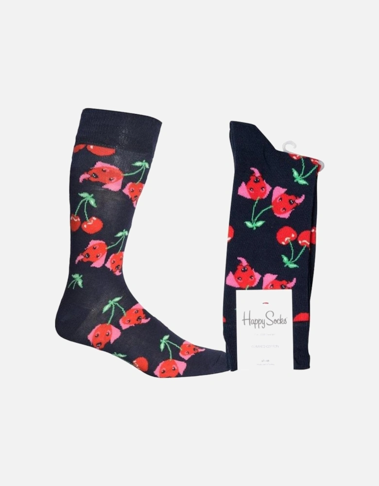 Cherry Dog Socks, Navy
