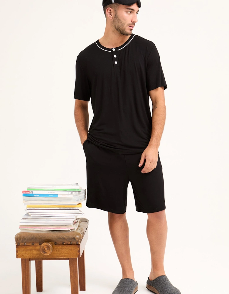 Bamboo Short Pyjama Set in Black