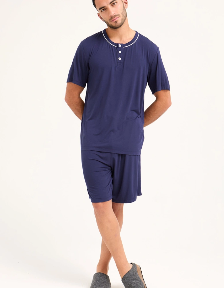 His and Hers Bamboo Short Pyjama Sets in Midnight