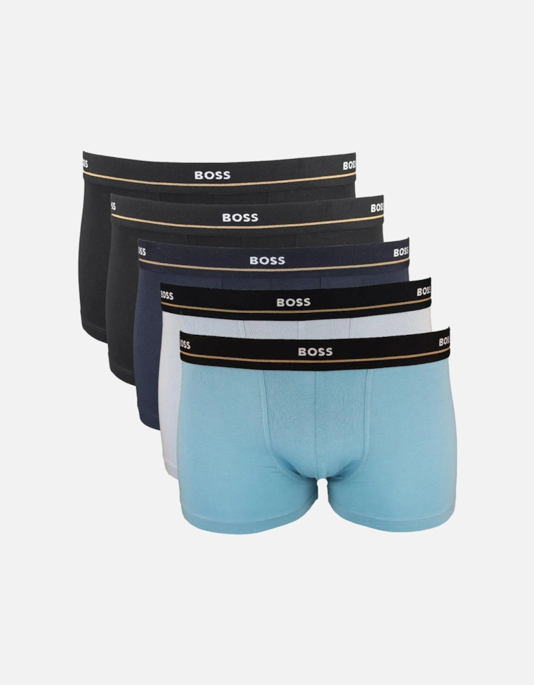 BOSS 5-Pack Essential Boxer Trunks, Black and Blues