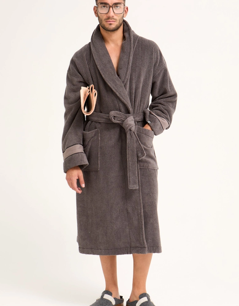 Mister You Bamboo Towelling Robe in Smoke Grey