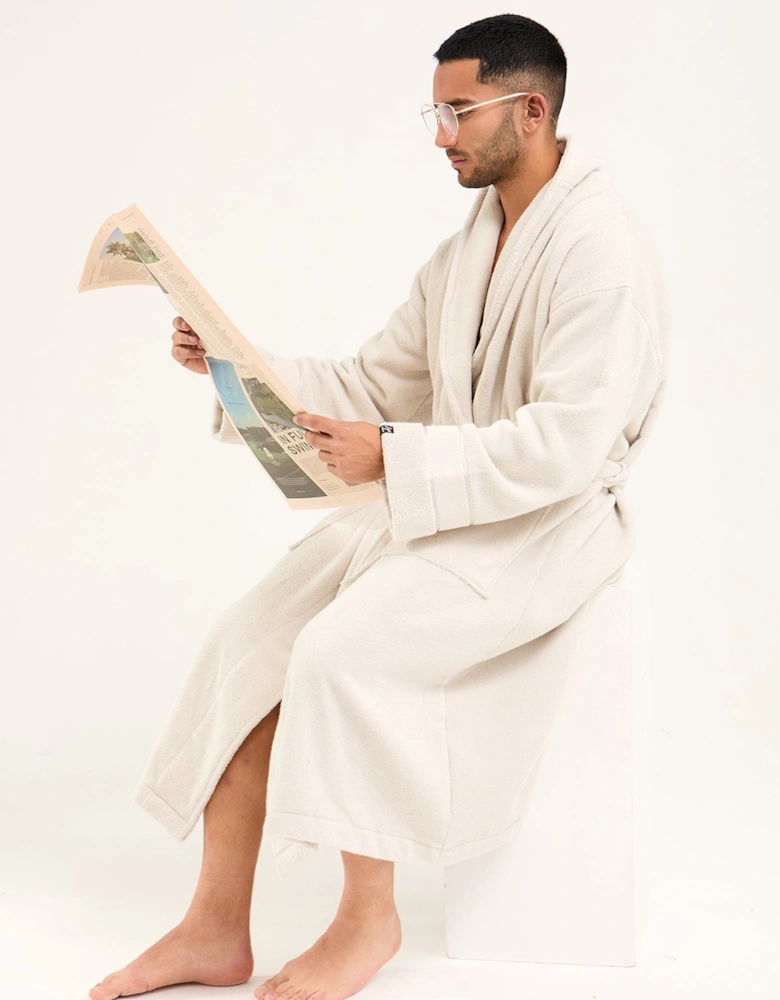 Mister You Bamboo Towelling Robe in Light Grey
