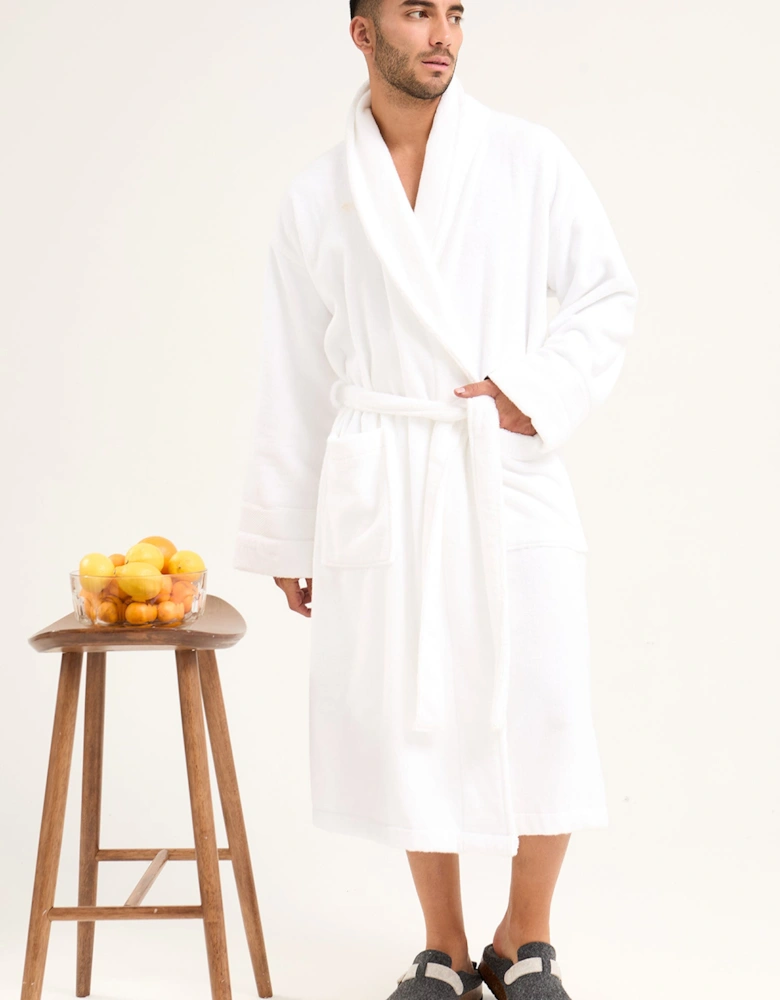 Mister You Bamboo Towelling Robe in Cloud White