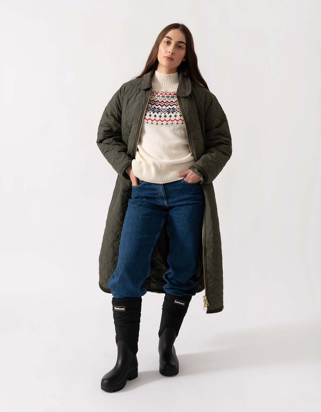 Fionn Womens Long Quilted Jacket - Kambaba