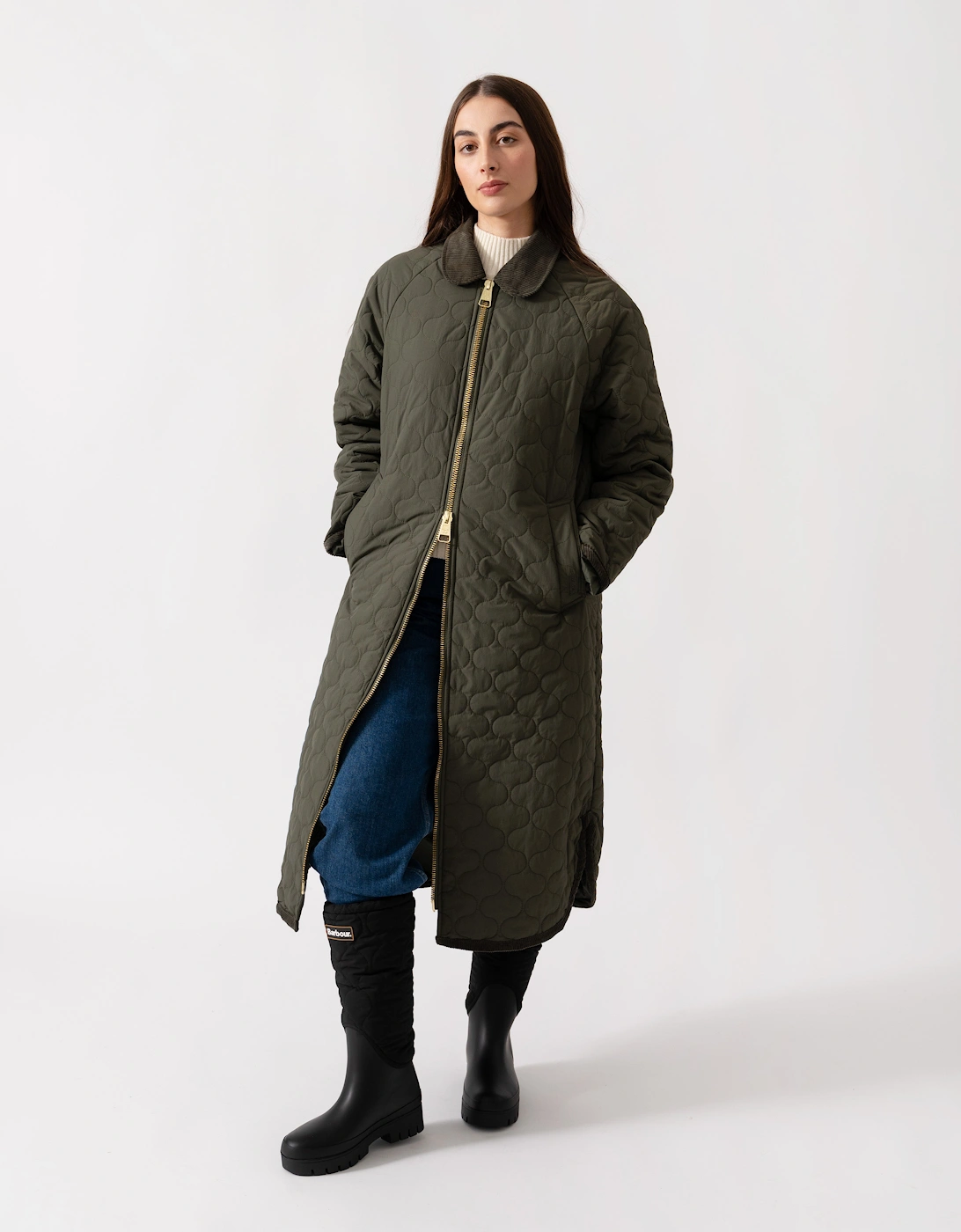 Hunter Women's Hunter Fionn Womens Long Quilted Jacket - Kambaba - Tan