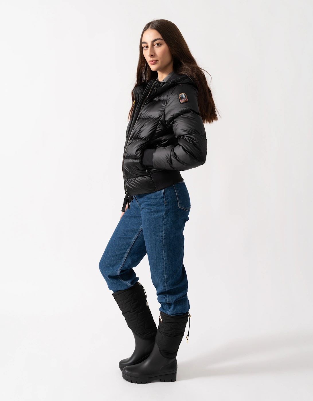 Mariah Womens Hooded Down Bomber - Black 541