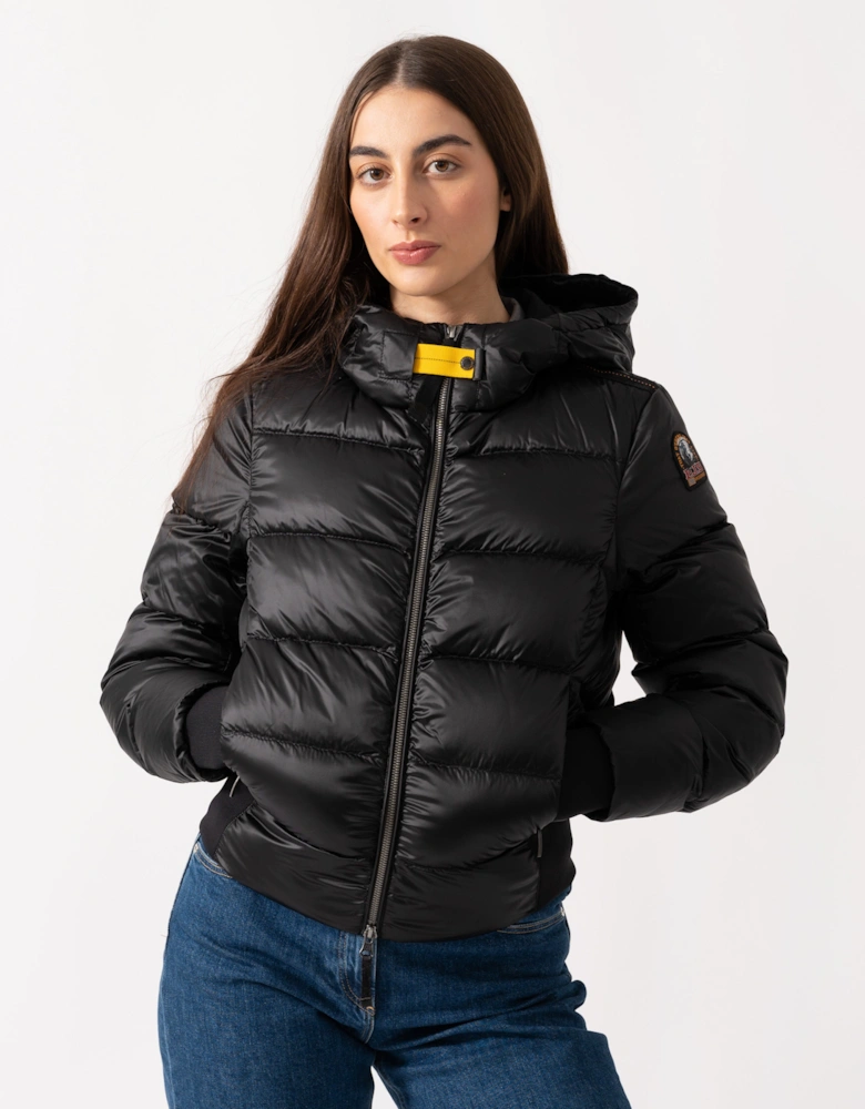 Mariah Womens Hooded Down Bomber - Black 541