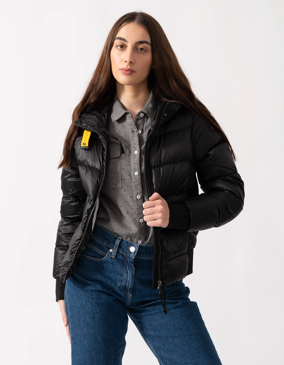 Mariah Womens Hooded Down Bomber - Black 541