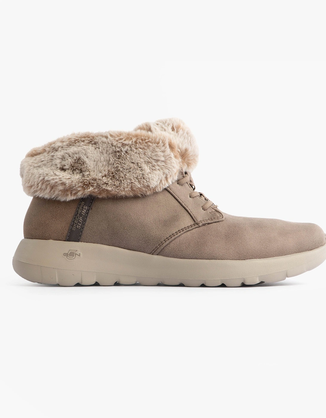 Women's Skechers ON-THE-GO JOY - COZY CHARM Womens Boots Dark Taupe - Cream - Size: 5.5