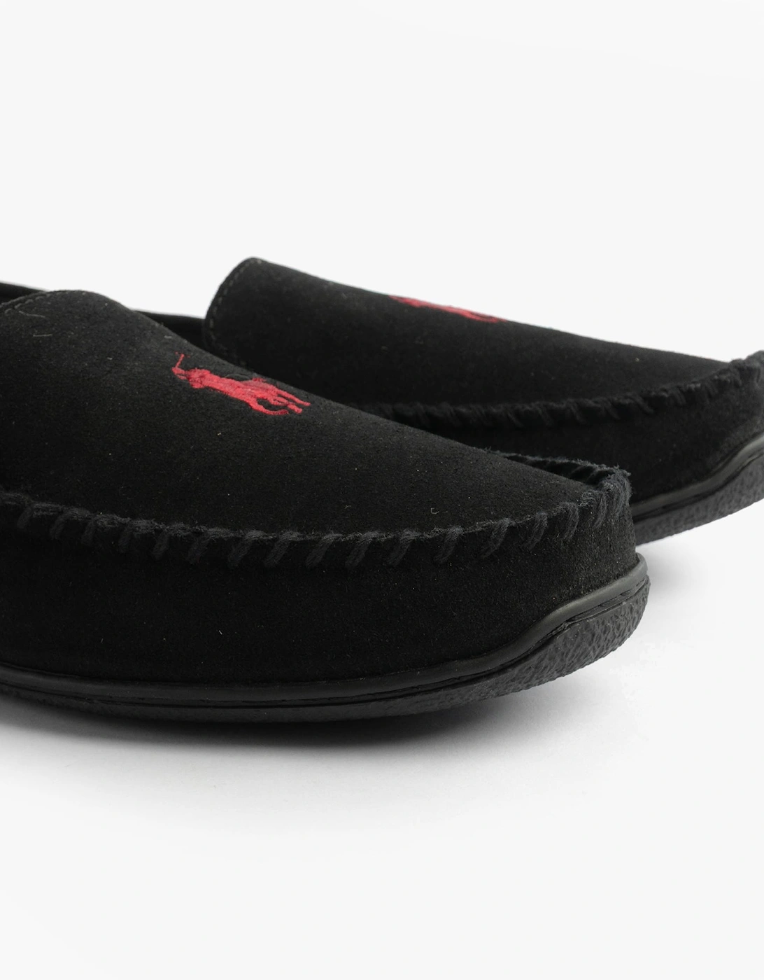 BRENAN Logo Mens Dress Suede Slippers Black/Wine