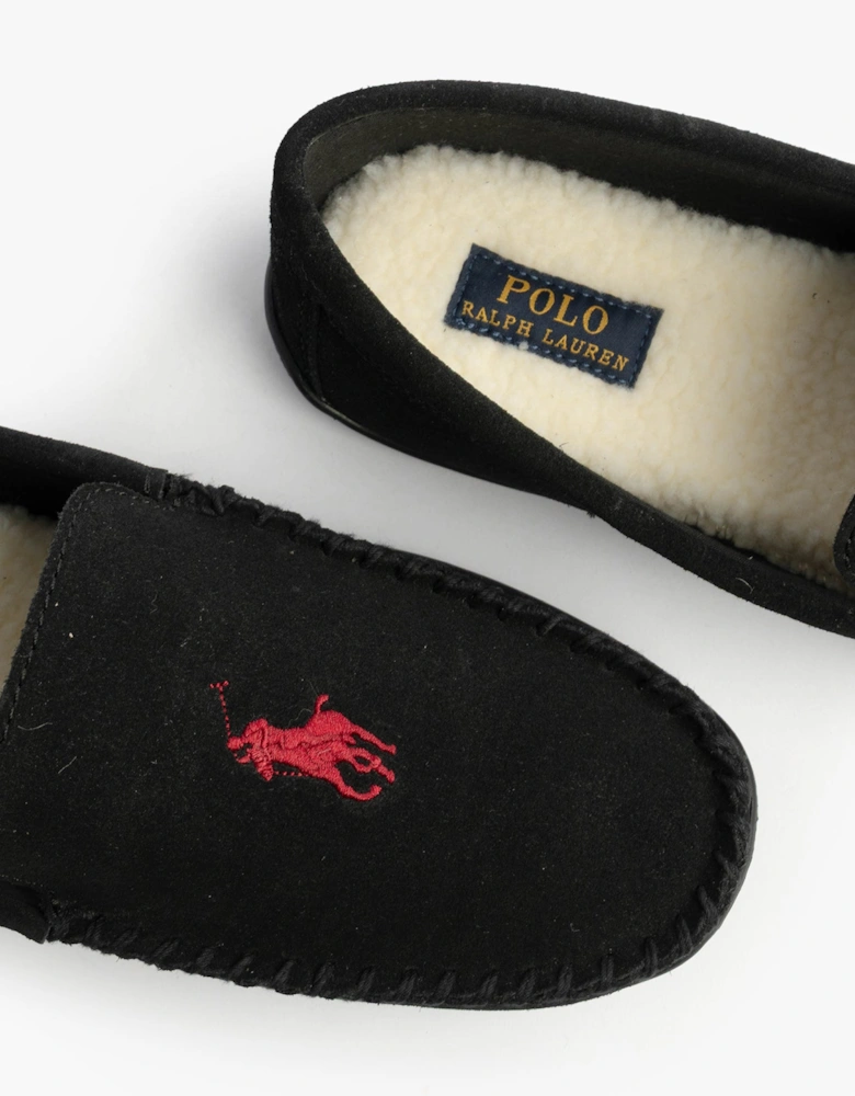 BRENAN Logo Mens Dress Suede Slippers Black/Wine