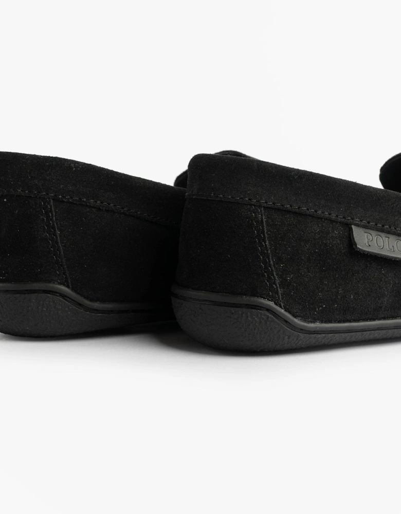 BRENAN Logo Mens Dress Suede Slippers Black/Wine