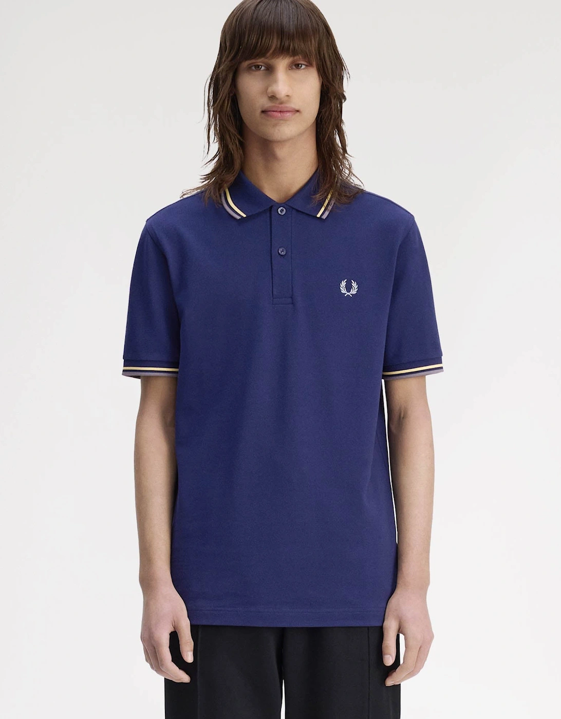Mens Twin Tipped Signature Polo Shirt - French Navy/Champion's Gold/Stockport Blue 48A, 6 of 5