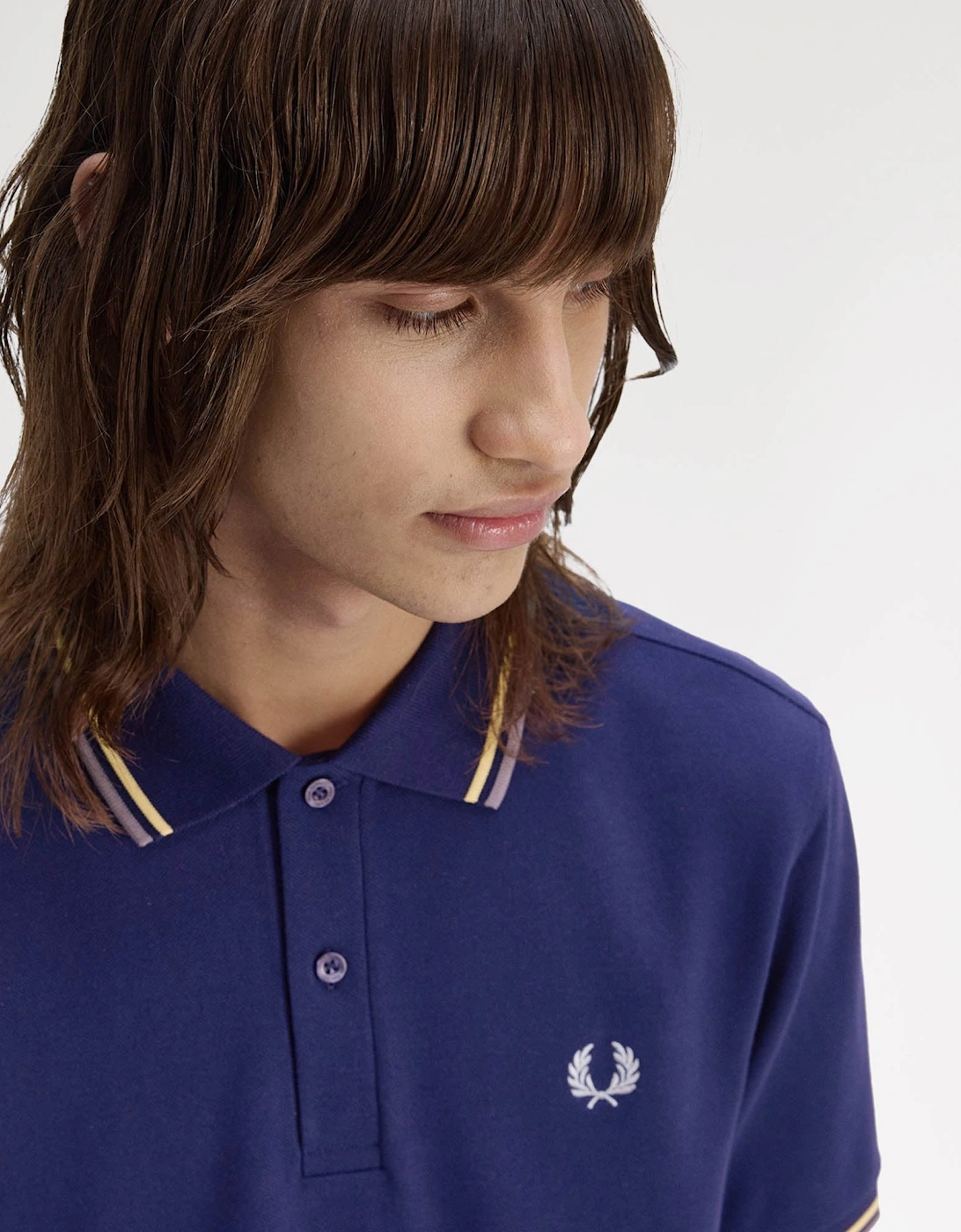 Mens Twin Tipped Signature Polo Shirt - French Navy/Champion's Gold/Stockport Blue 48A