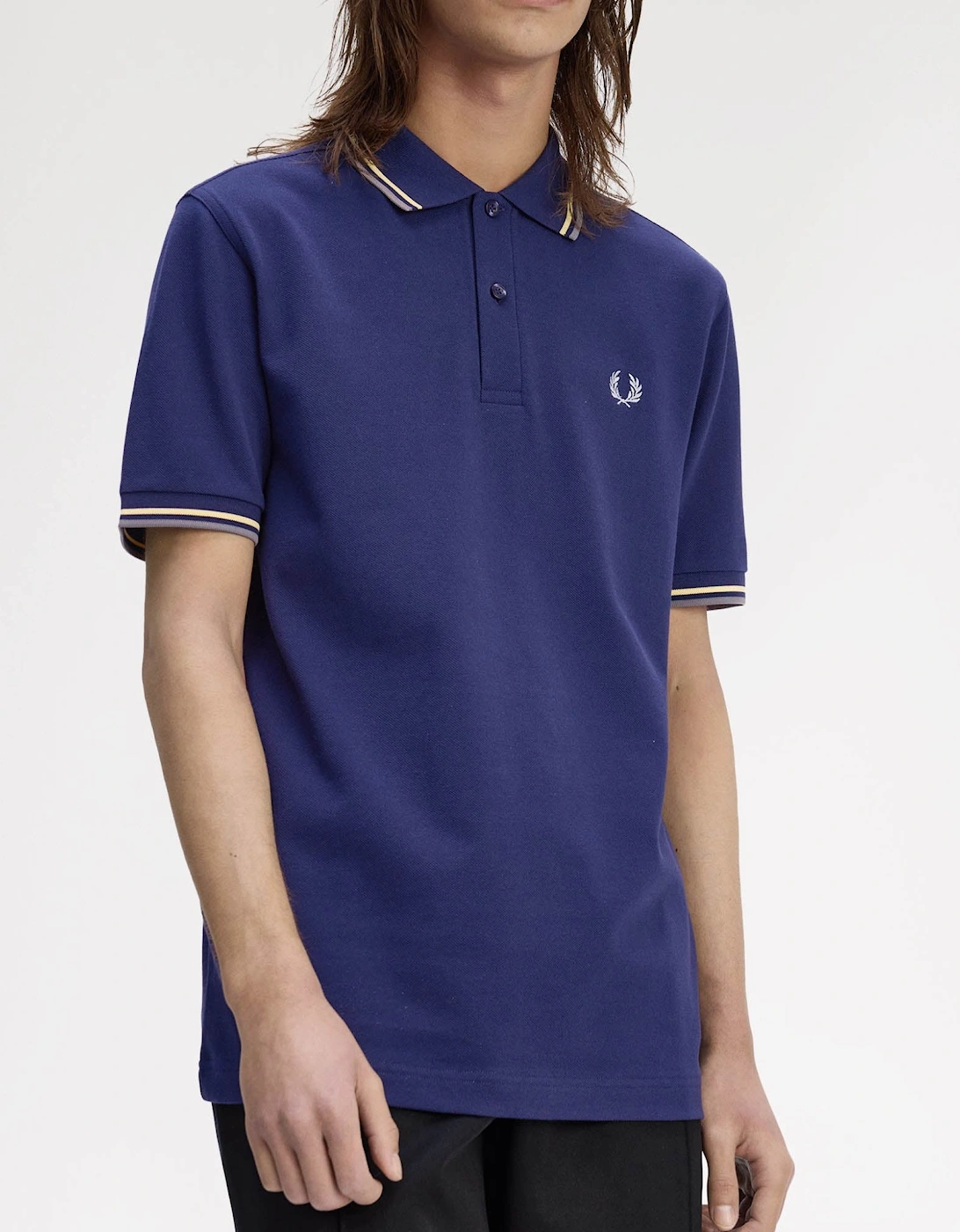 Mens Twin Tipped Signature Polo Shirt - French Navy/Champion's Gold/Stockport Blue 48A
