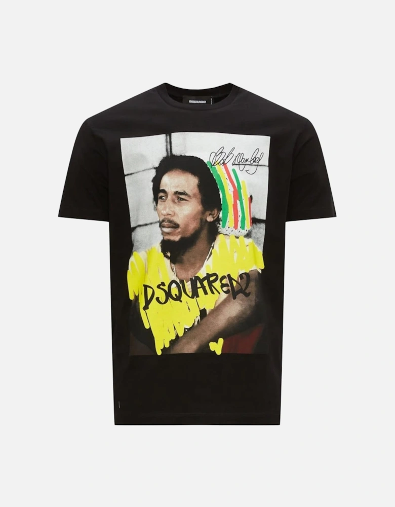 Cool Fit Bob Marley Logo T-Shirt in Black