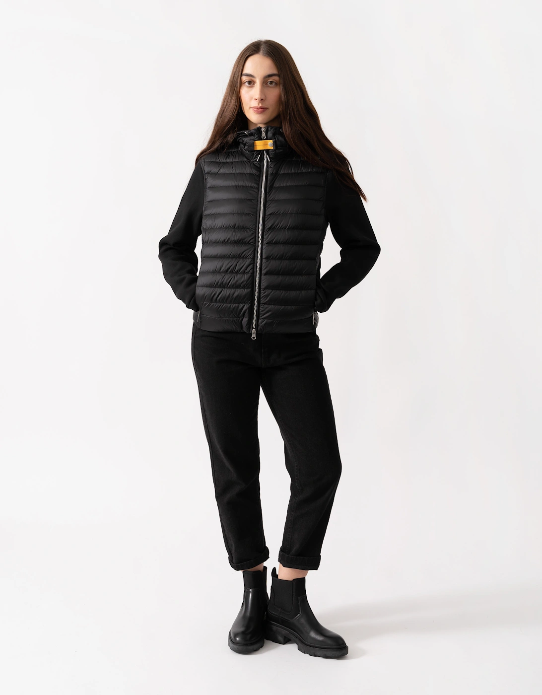 Susanna Womens Fleece/Nylon Hooded Jacket - Black 541