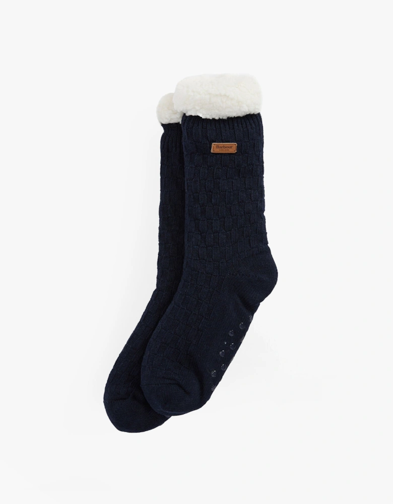 CABLE KNIT LOUNGE SOCKS Womens Socks Navy