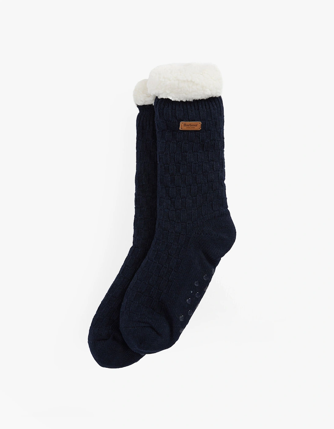 CABLE KNIT LOUNGE SOCKS Womens Socks Navy, 5 of 4
