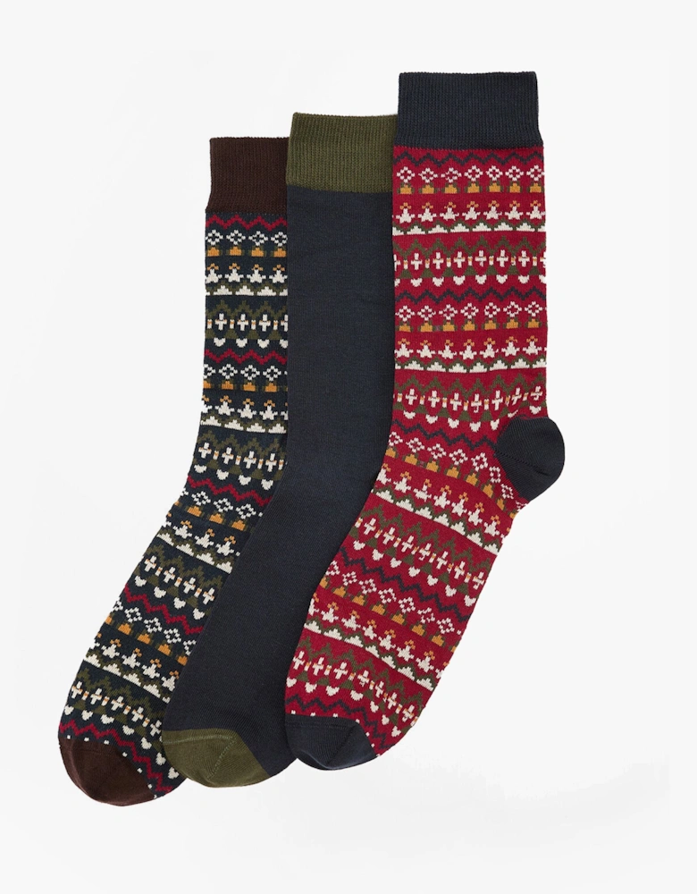 MARLOW FAIR ISLE SOCK 3 Pack Gift Box Mens Multicolour