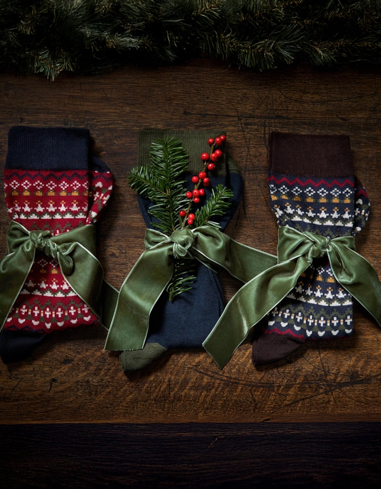 MARLOW FAIR ISLE SOCK 3 Pack Gift Box Mens Multicolour