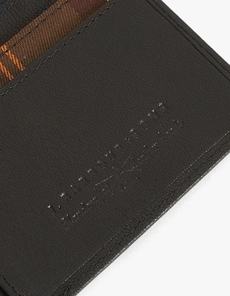 LEATHER/TARTAN WALLET & CARD HOLDER Gift Set Mens Wallet/Purse Black/Classic Tartan