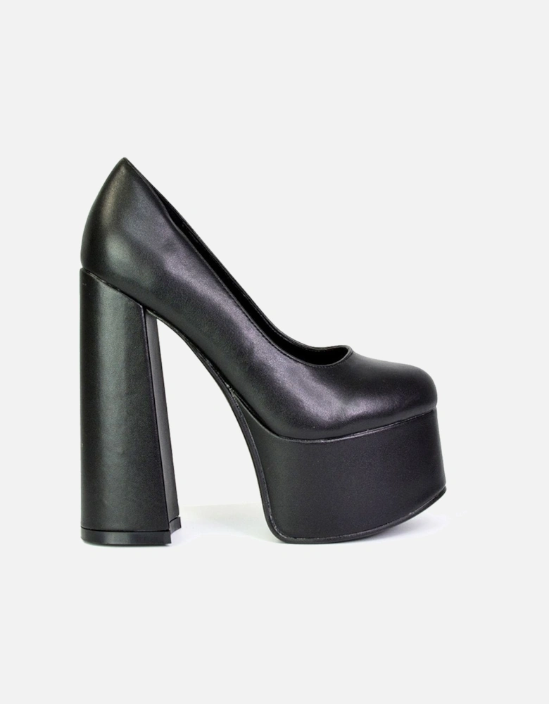 'Kiwi' Chunky Block Super High Heel Statement Closed Toe Platform Court Shoes
