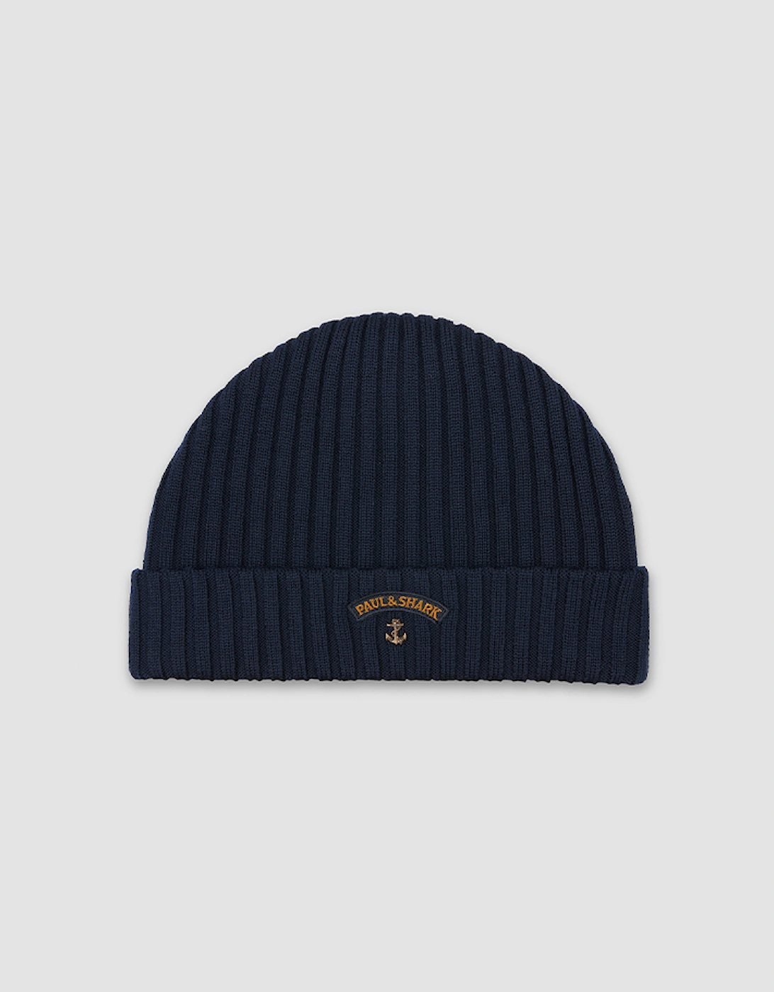 Men's Ribbed Wool Beanie with Anchor Badge, 2 of 1