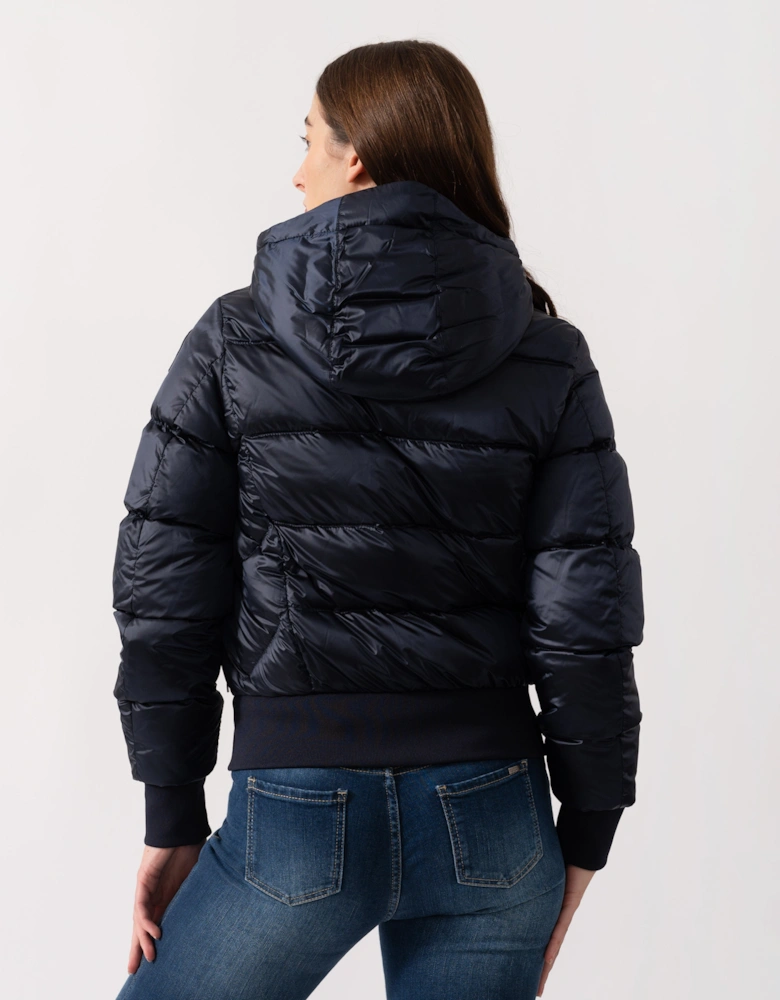 Mariah Womens Hooded Down Bomber - Blue Navy 316