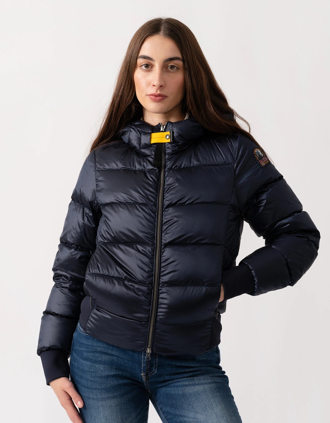 Mariah Womens Hooded Down Bomber - Blue Navy 316