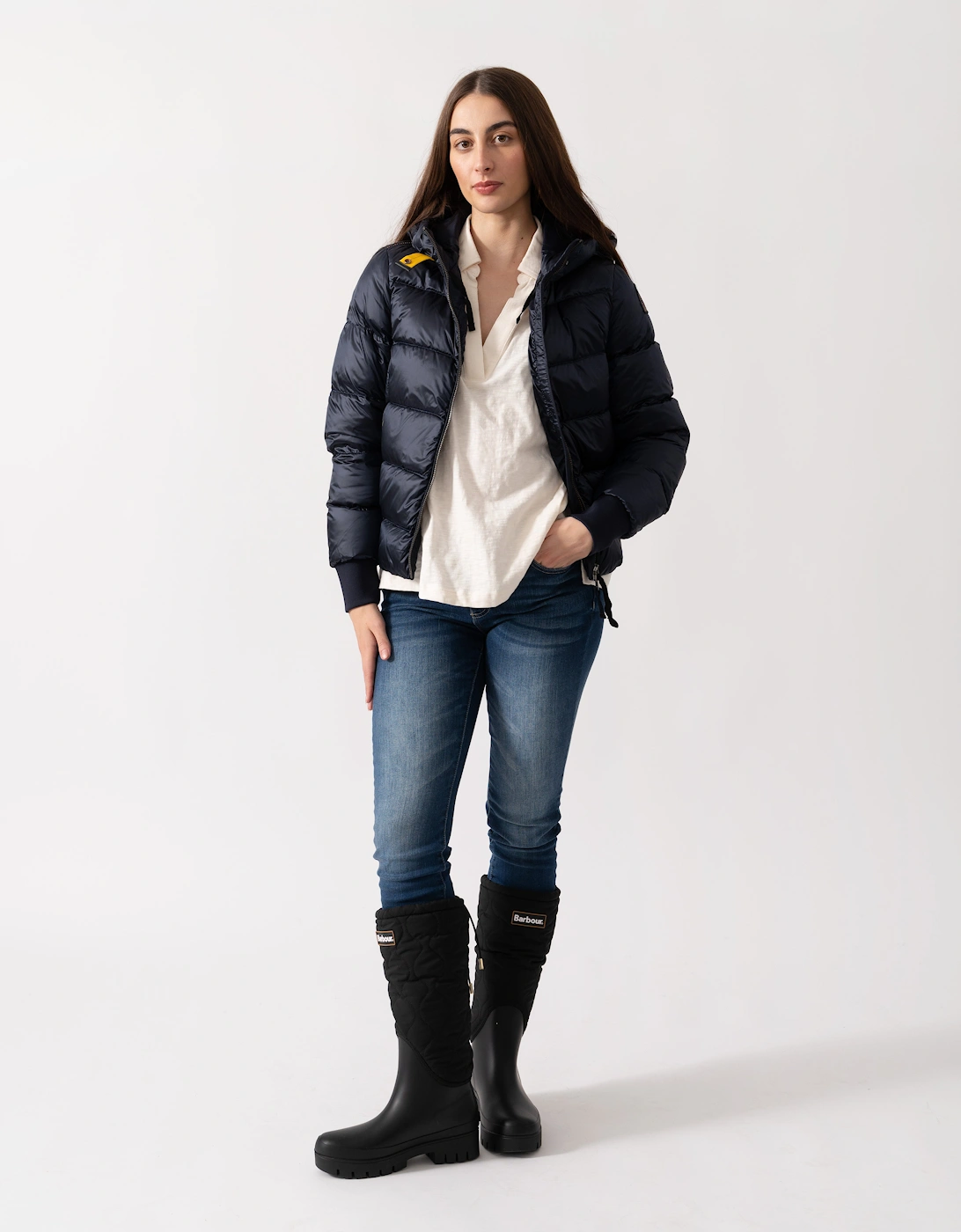 Mariah Womens Hooded Down Bomber - Blue Navy 316