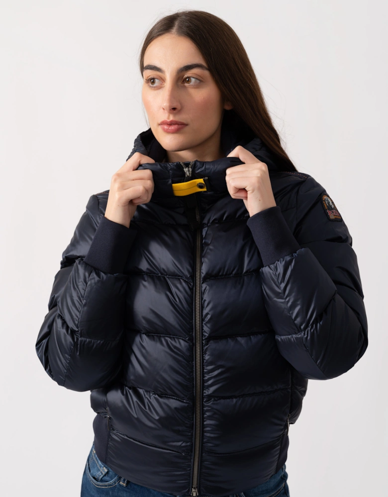 Mariah Womens Hooded Down Bomber - Blue Navy 316
