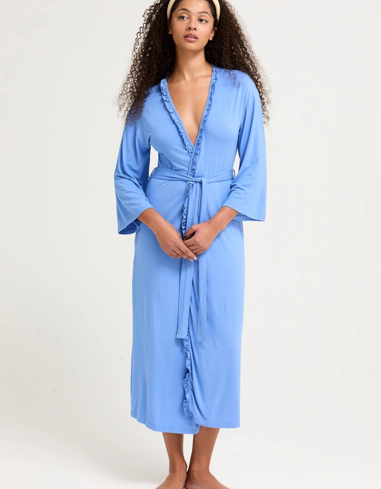 Bamboo Frill Kimono in Cornflower Blue